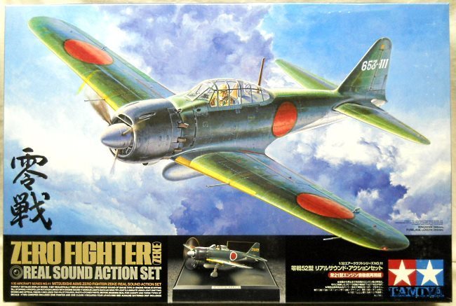 Tamiya 1/32 Mitsubishi A6M5 Zero Fighter (Zeke)  Real Sound Action Set - (Motorized With Sound and Light), 60311-26800 plastic model kit